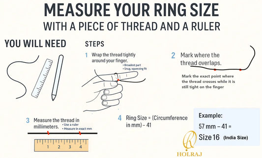 How to measure your ring size with thread - Holraj Guide