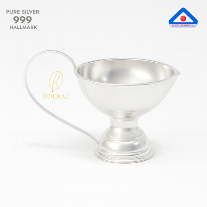 999 pure Silver diya with handle by Holraj.