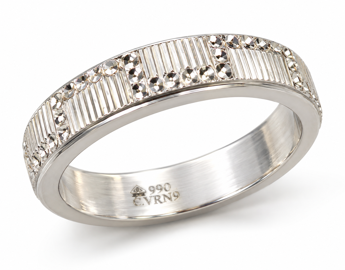 Holraj RajNaksh Ribbed Silver Ring with BIS Hallmark