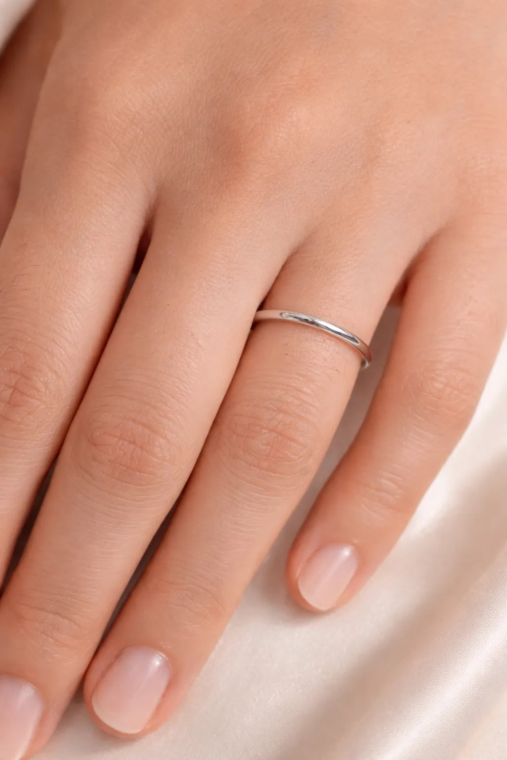 Minimal 999 pure silver plain band ring RajSutra by Holraj worn on finger