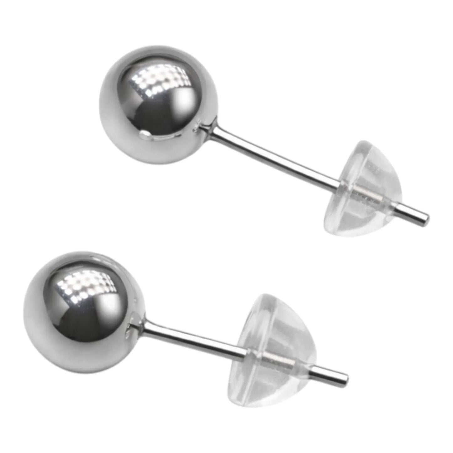 ShuddhBindu minimalist 999 pure silver ball stud earrings with silicone push lock by Holraj