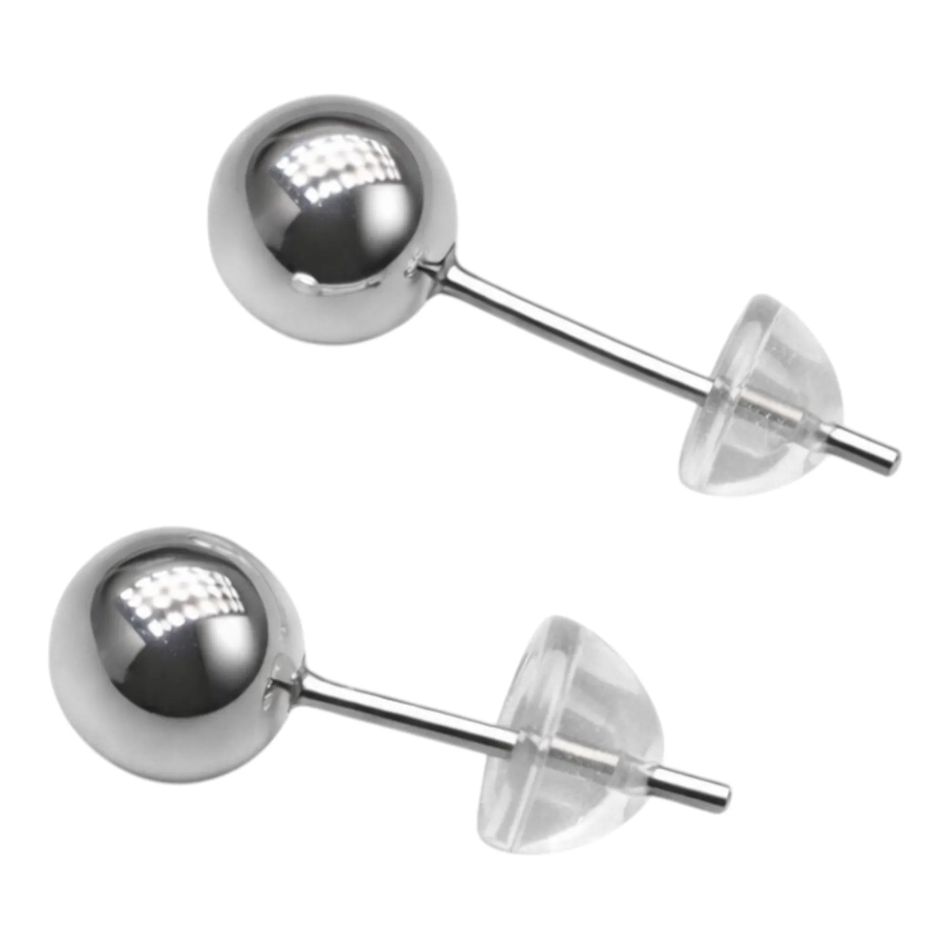 ShuddhBindu minimalist 999 pure silver ball stud earrings with silicone push lock by Holraj