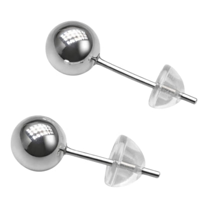 ShuddhBindu minimalist 999 pure silver ball stud earrings with silicone push lock by Holraj