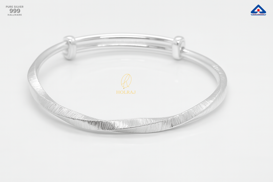 TaraTwist bangle, 999 silver kada, textured silver bangle, Holraj jewelry, pure silver bracelet, women’s silver kada